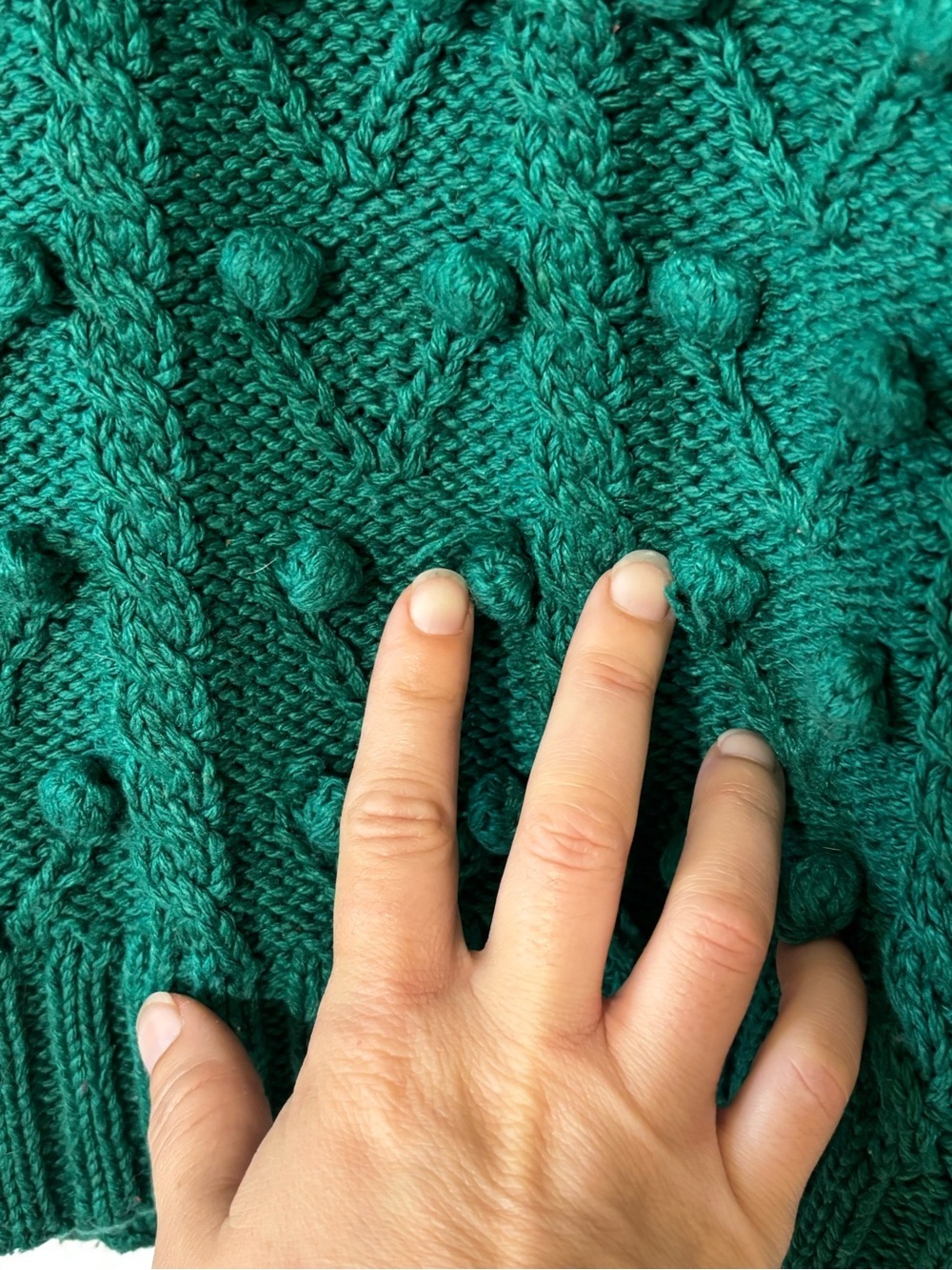 Vintage Emerald Green Pom Pom Sweater Sleeveless Silk Knit Sz 2X - Picture 6 of 6